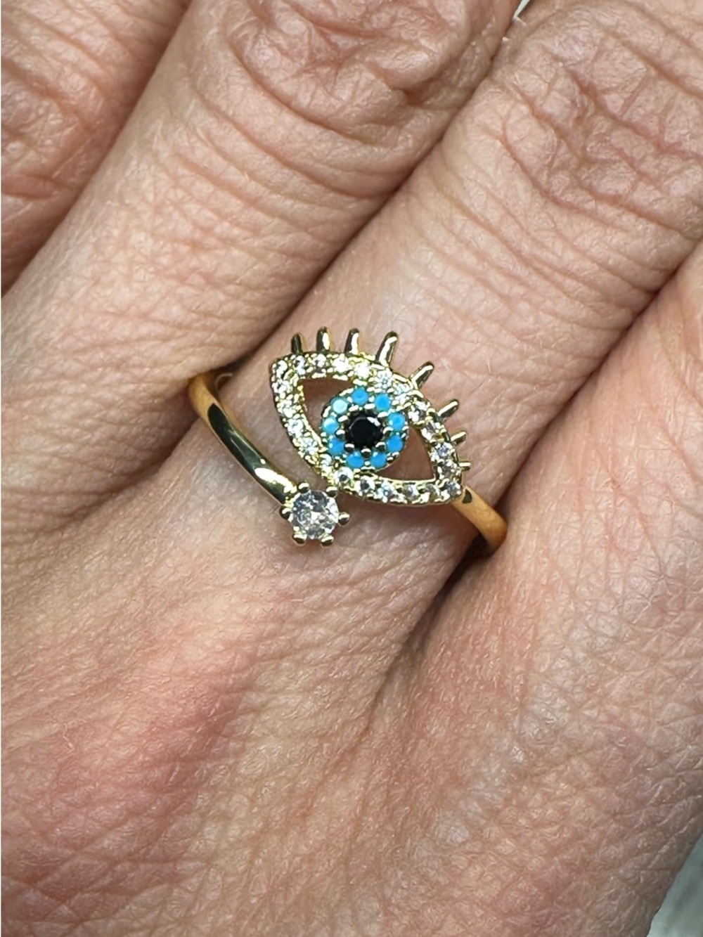 Stainless steel Evil eye gold ring